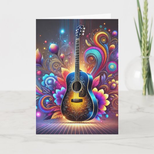 Colorful Classical Guitar Birthday Card Feestdagen Kaart (Voorkant)