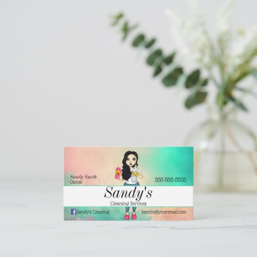 Colorful Cleaning Services Visitekaartje (Staand voorkant)