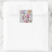 COLORFUL CLIMBING SWEET PEA FLOWERS DANK U VIERKANTE STICKER (Tas)