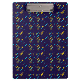 Colorful clipboard featuring a dark blue backgroun klembord