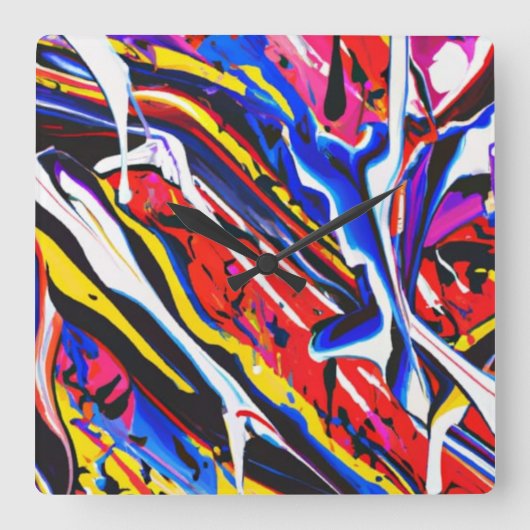 Colorful Clock Vierkante Klok (Voorkant)