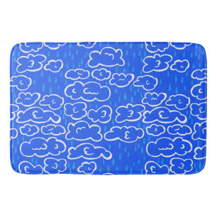 Colorful Clouds Rain Blue Pattern Badmat