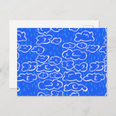 Colorful Clouds Rain Blue Pattern Briefkaart (Voorkant / Achterkant)