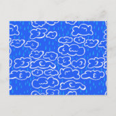 Colorful Clouds Rain Blue Pattern Briefkaart (Voorkant)