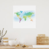 Colorful Clover-Wereldkaart Poster (Keuken)