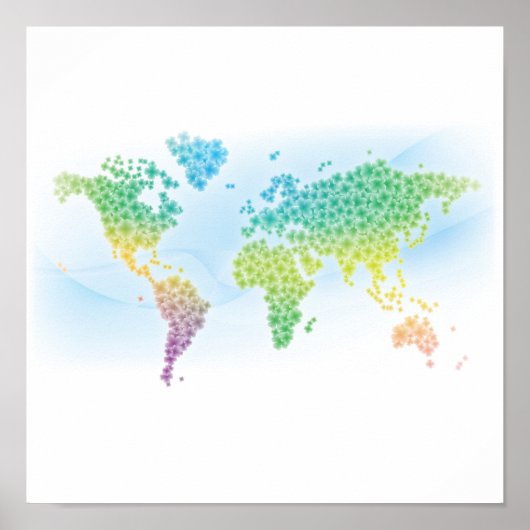Colorful Clover-Wereldkaart Poster (Voorkant)