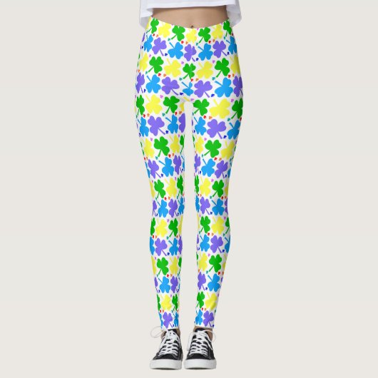 Colorful Clovers St. Patrick's Day Leggings (Voorkant)