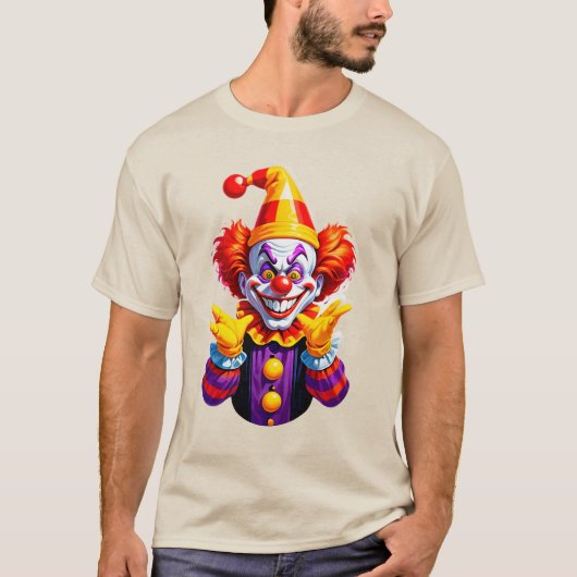 Colorful Clown Character In Bright Costume T-shirt (Voorkant)