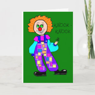 Colorful Clown Knock-knock Birthday Kaart