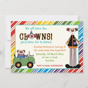 Colorful clown striped border children jarig kaart