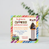 Colorful clown striped border children jarig kaart (Staand voorkant)