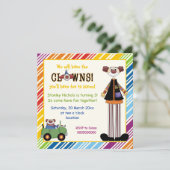 Colorful clown striped border children jarig kaart (Staand voorkant)