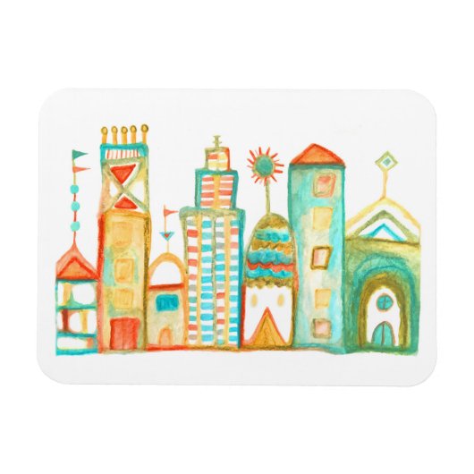 Colorful Clown Town Whimsical Village Magneet (Horizontaal)
