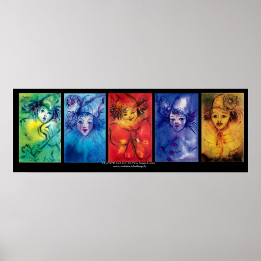 COLORFUL CLOWNS Venetian Masquearde Faces Poster (Voorkant)