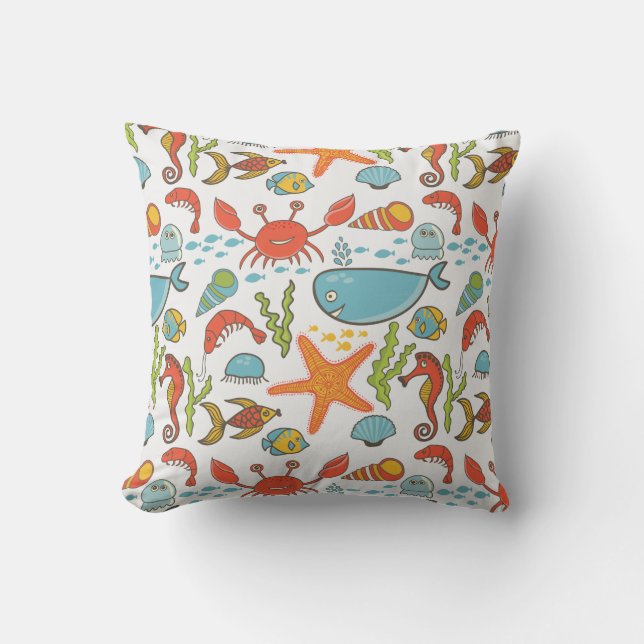 Colorful Coastal Beach Seashore Pattern Kussen (Voorkant)