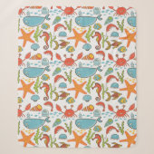 Colorful Coastal Beach Seashore Pattern Sherpa Deken (Voorkant)