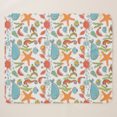 Colorful Coastal Beach Seashore Pattern Sherpa Deken (Voorkant (horizontaal))