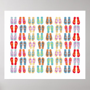 Colorful Coastal Summer Beach Teenslippers Poster