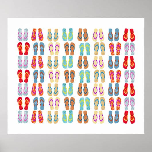Colorful Coastal Summer Beach Teenslippers Poster (Voorkant)