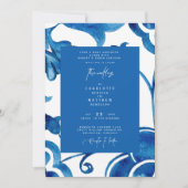Colorful Cobalt Mediterranean Tegel Modern Wedding Kaart (Voorkant)