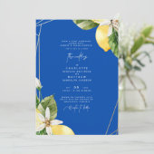 Colorful Cobalt Mediterranean Tropical Wedding Kaart (Staand voorkant)