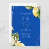 Colorful Cobalt Mediterranean Tropical Wedding Kaart (Voorkant / Achterkant)