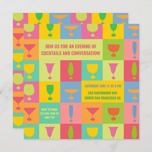 Colorful Cocktail Kaart (Voorkant / Achterkant)