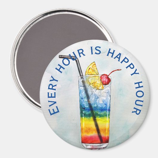 Colorful Cocktail Large Clock Magneet (Voorkant / Achterkant)