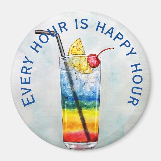 Colorful Cocktail Large Clock Magneet (Voorkant)