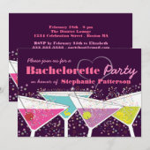 Colorful Cocktails Bachelorette Party Invitation Kaart (Voorkant / Achterkant)