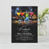 Colorful Cocktails Birthday Party Kaart (Staand voorkant)