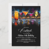 Colorful Cocktails Birthday Party Kaart (Voorkant)