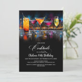 Colorful Cocktails Birthday Party Kaart (Staand voorkant)