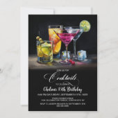 Colorful Cocktails Birthday Party Kaart (Voorkant)