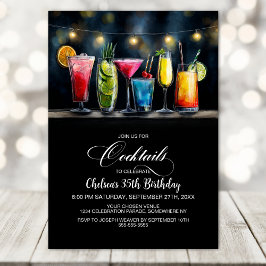 Colorful Cocktails Birthday Party Kaart