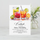 Colorful Cocktails Birthday Party Kaart (Staand voorkant)