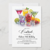 Colorful Cocktails Birthday Party Kaart (Voorkant)