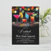 Colorful Cocktails Engagement Party Kaart (Staand voorkant)