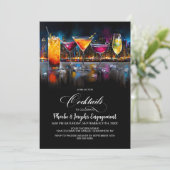 Colorful Cocktails Engagement Party Kaart (Staand voorkant)