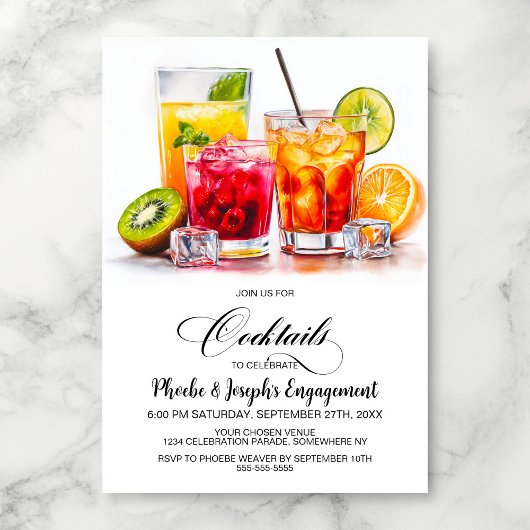 Colorful Cocktails Engagement Party Kaart