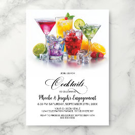 Colorful Cocktails Engagement Party Kaart