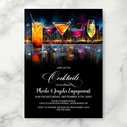 Colorful Cocktails Engagement Party Kaart