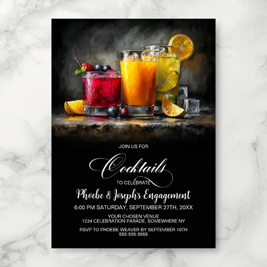 Colorful Cocktails Engagement Party Kaart