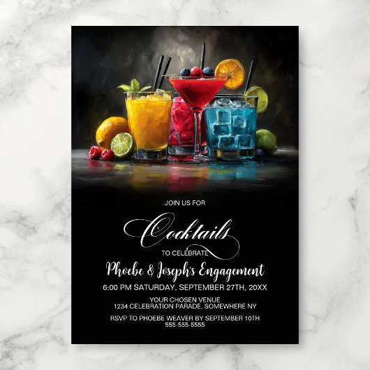 Colorful Cocktails Engagement Party Kaart
