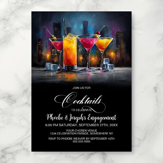 Colorful Cocktails Engagement Party Kaart
