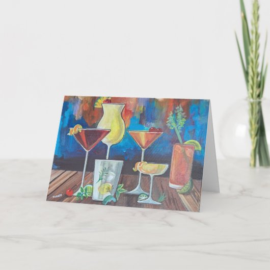 Colorful Cocktails Greeting Card Feestdagen Kaart (Voorkant)
