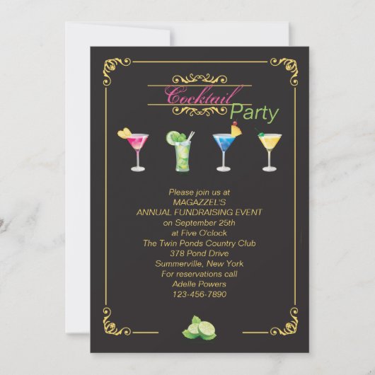 Colorful Cocktails Invitation Kaart (Voorkant)