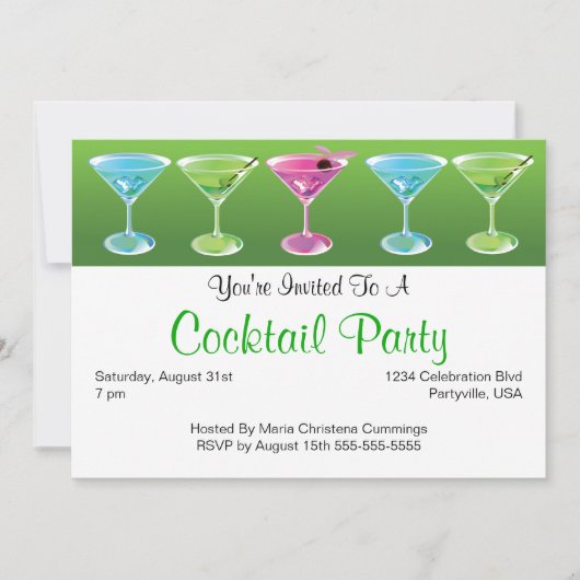 Colorful Cocktails Invitation Kaart (Voorkant)