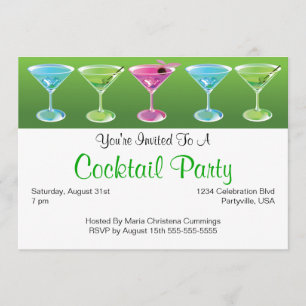 Colorful Cocktails Invitation Kaart