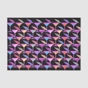 Colorful Cocktails op het zwarte patroon Tissuepapier